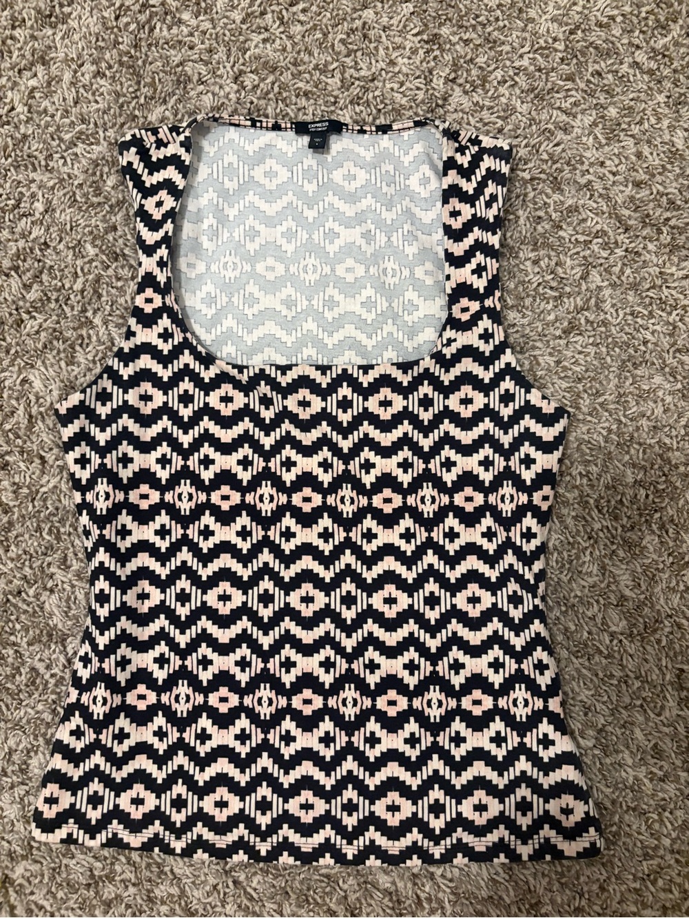 Express Black and Cream Geometric Sleeveless Tank